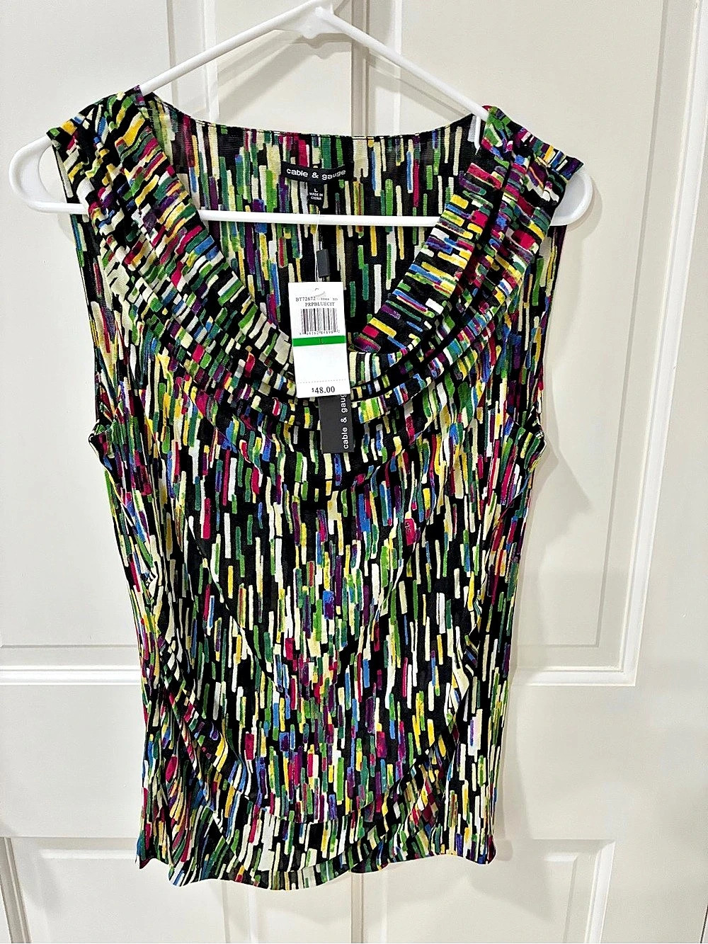 cable & gauge Multicolor Geometric Blouse in Black Size Large NWT